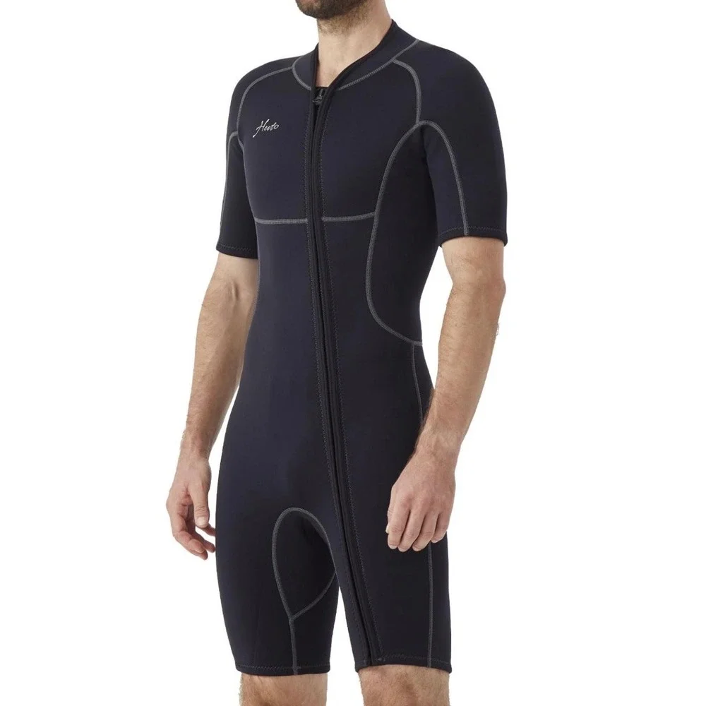 Hevto Shorty Wetsuit Men XLS Black New 2mm Neoprene Front Zip Short Sleeve